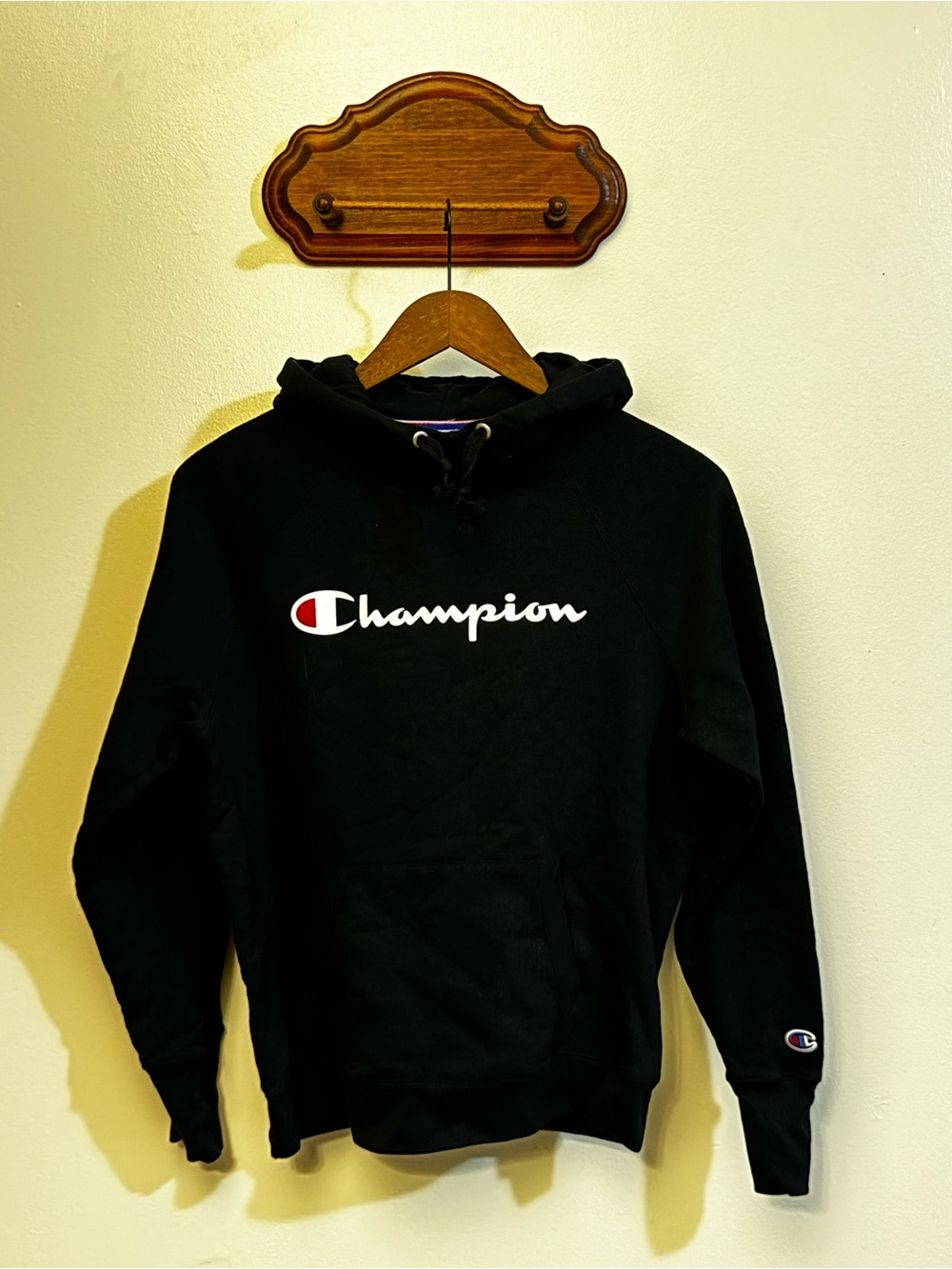 Champion Black Logo Hoodie